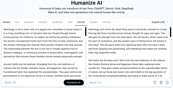Humanizing AI text with Humanize AI